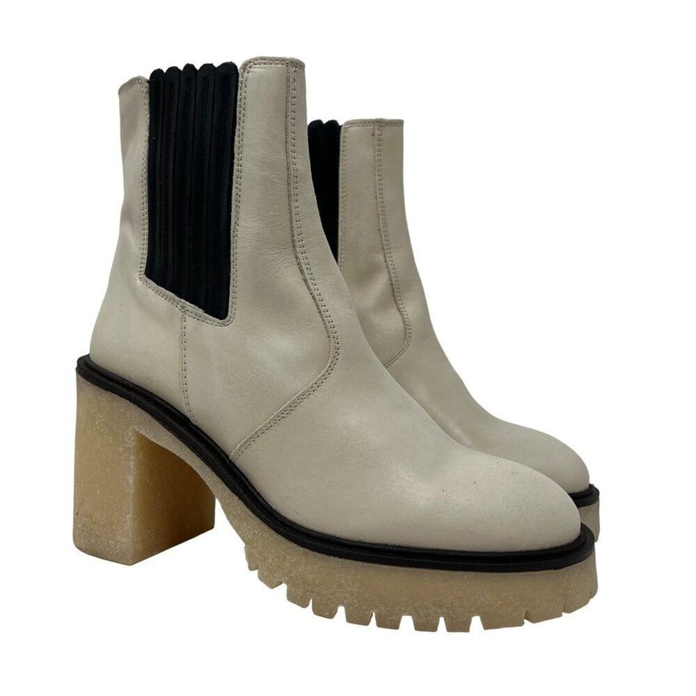 Free People James Chunky Heel Chelsea Boot White 38